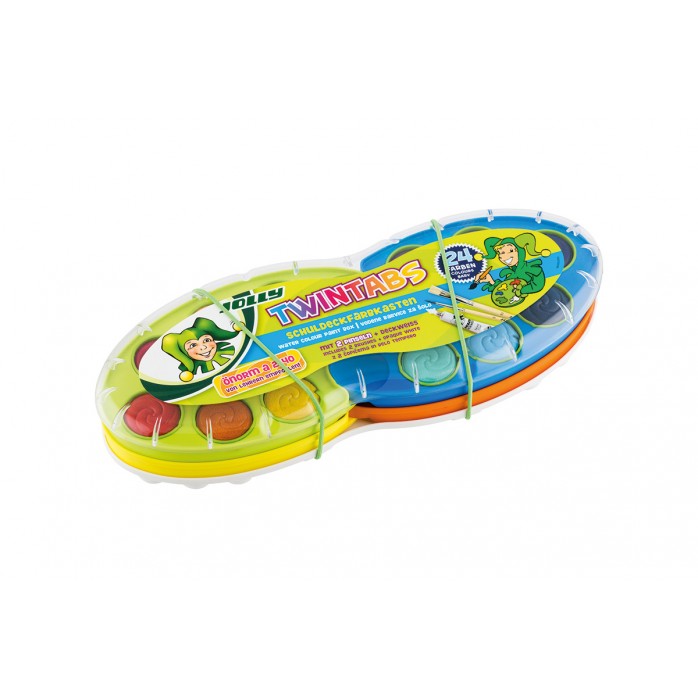 ACUARELAS TWINTABS JOLLY, 24 COLORES, INCLUYE TEMPERA BLANCA Y PINCEL 2