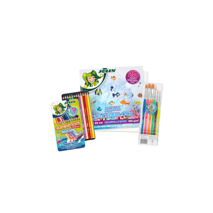 SET DE DIBUJO DE ACUARELA JOLLY, INCLUYE PAD DE DIBUJO, PINCELES Y LÁPICES DE COLOR ACUARELABLES 2
